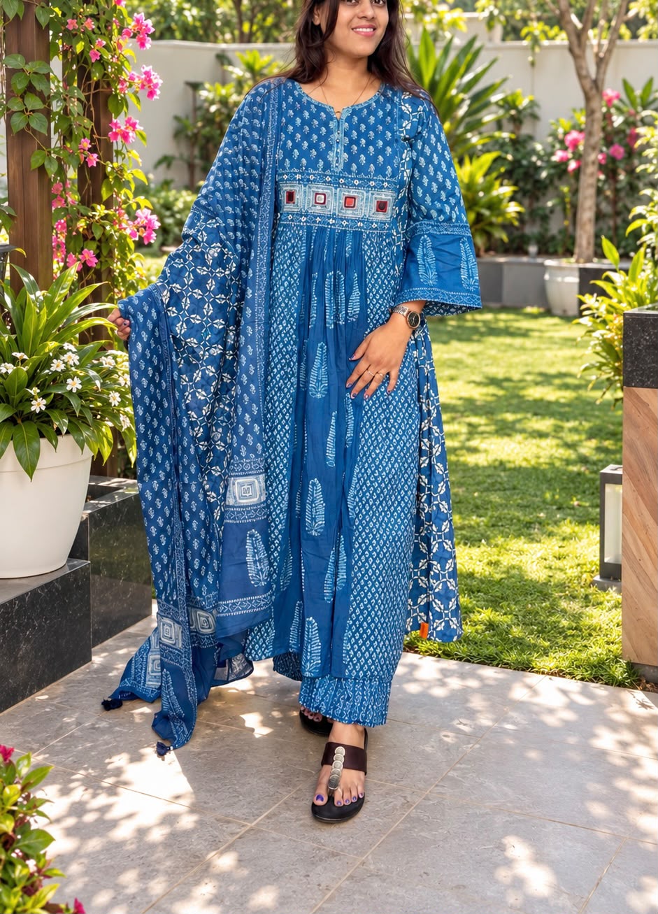 Cotton A Line SUIT INDIGO