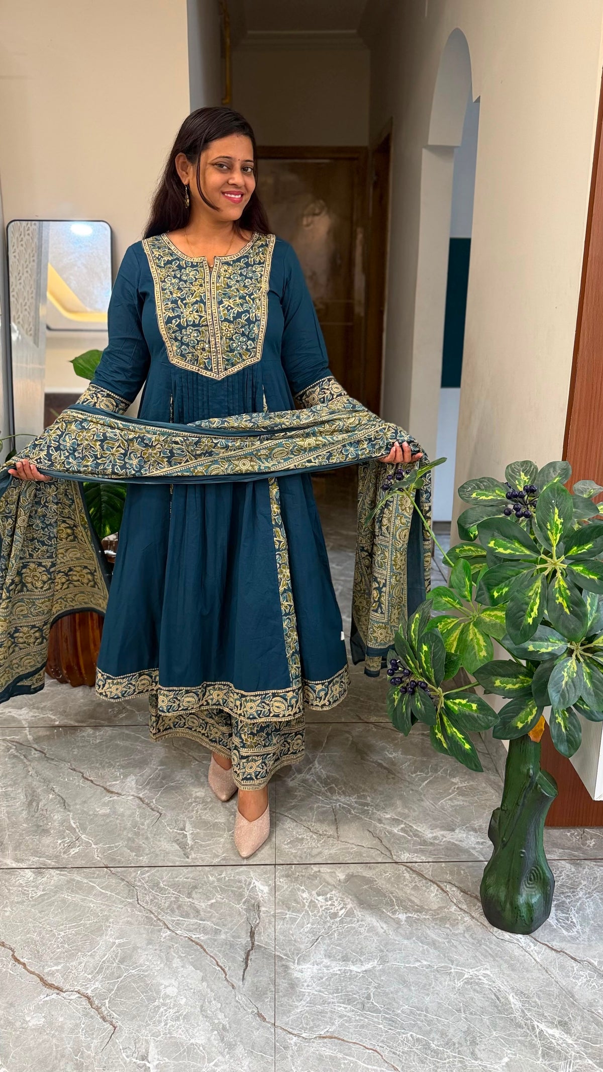 COTTON ANARKALI WITH PLAZO