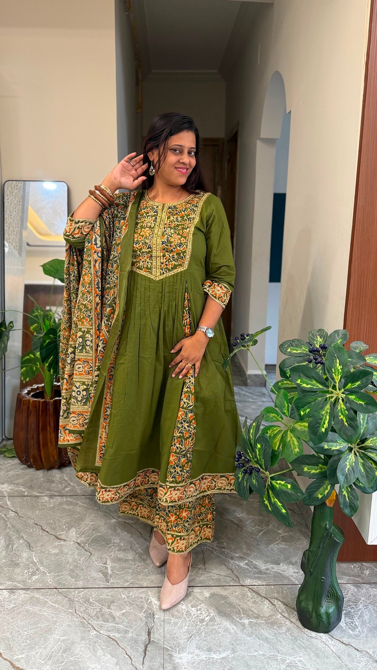 COTTON ANARKALI WITH PLAZO