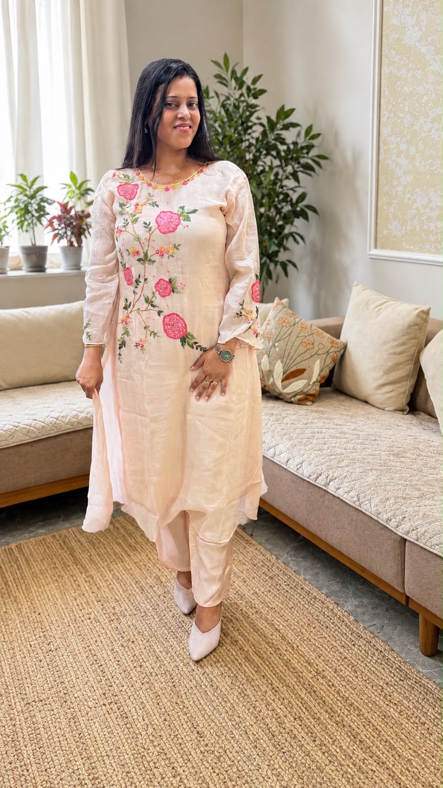 BEAUTIFUL MAL CHANDERI HAND WORK SUIT : PC11