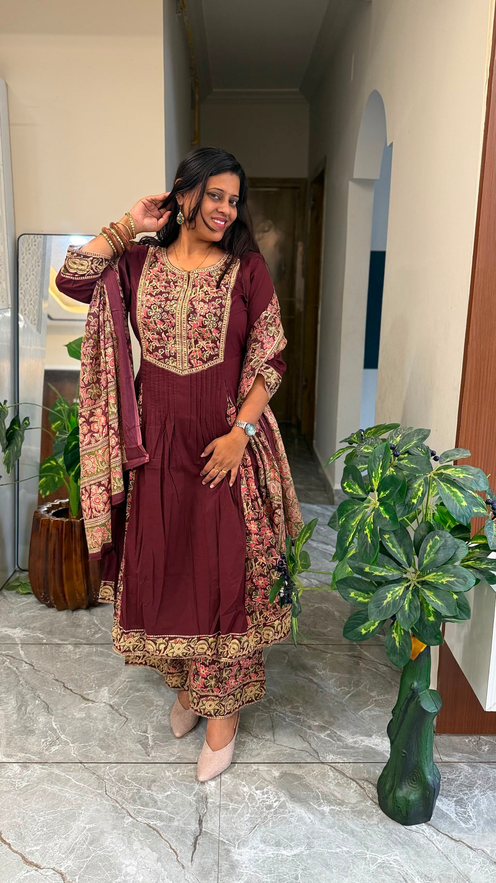 COTTON ANARKALI WITH PLAZO