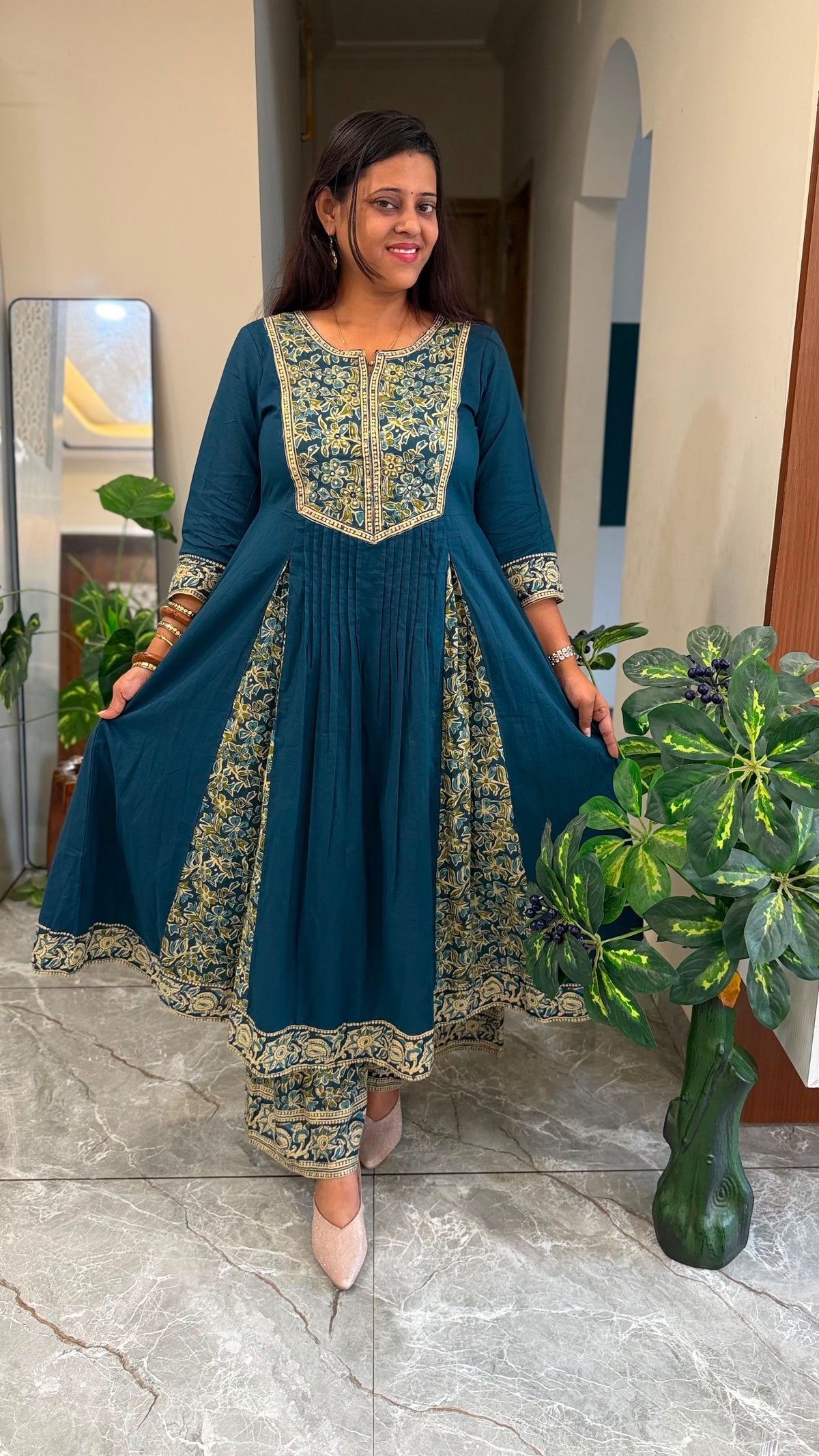 COTTON ANARKALI WITH PLAZO