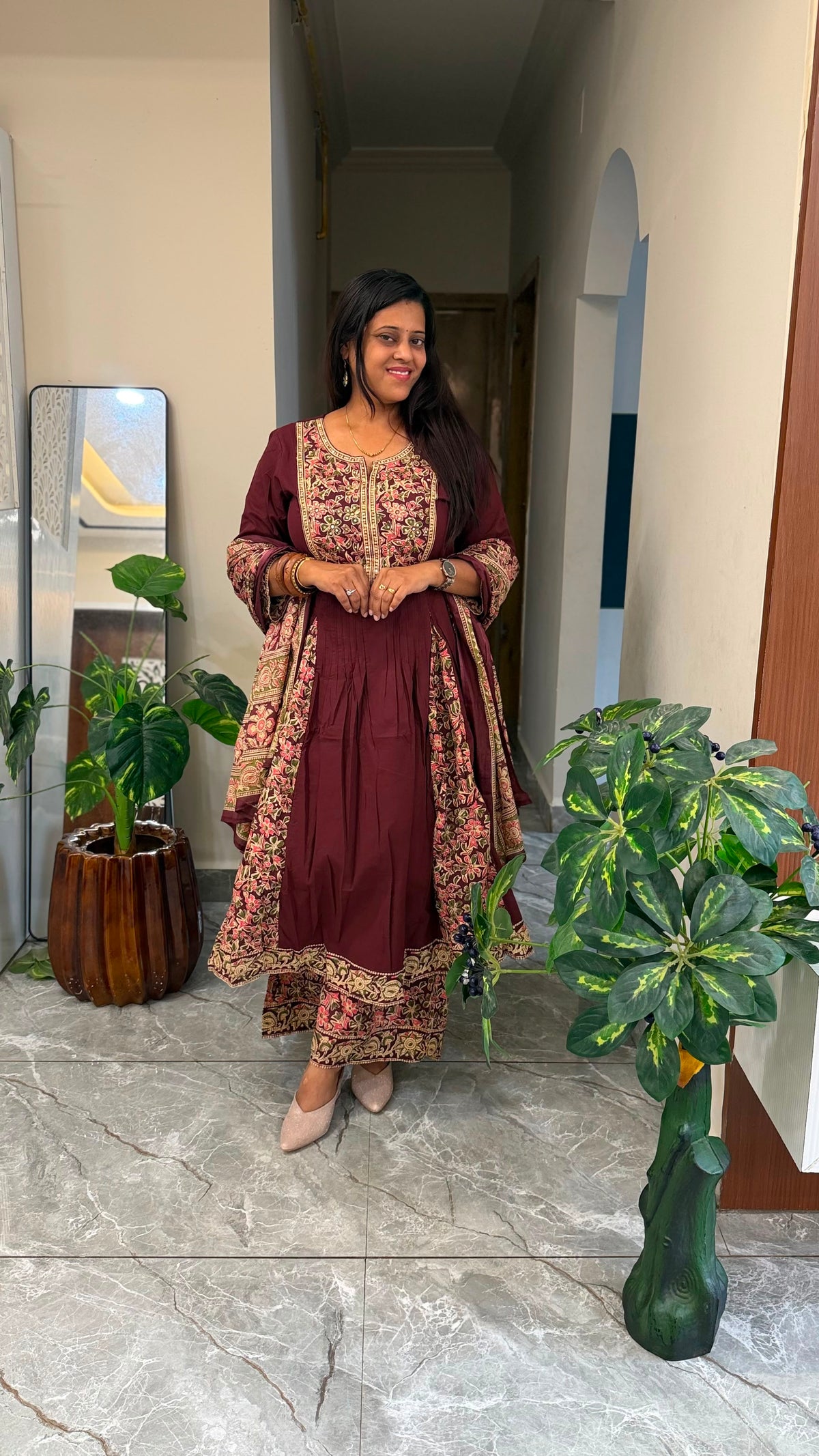 COTTON ANARKALI WITH PLAZO