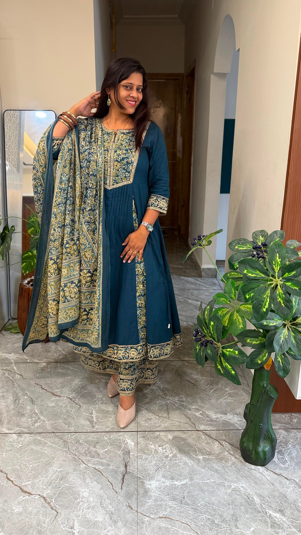 COTTON ANARKALI WITH PLAZO