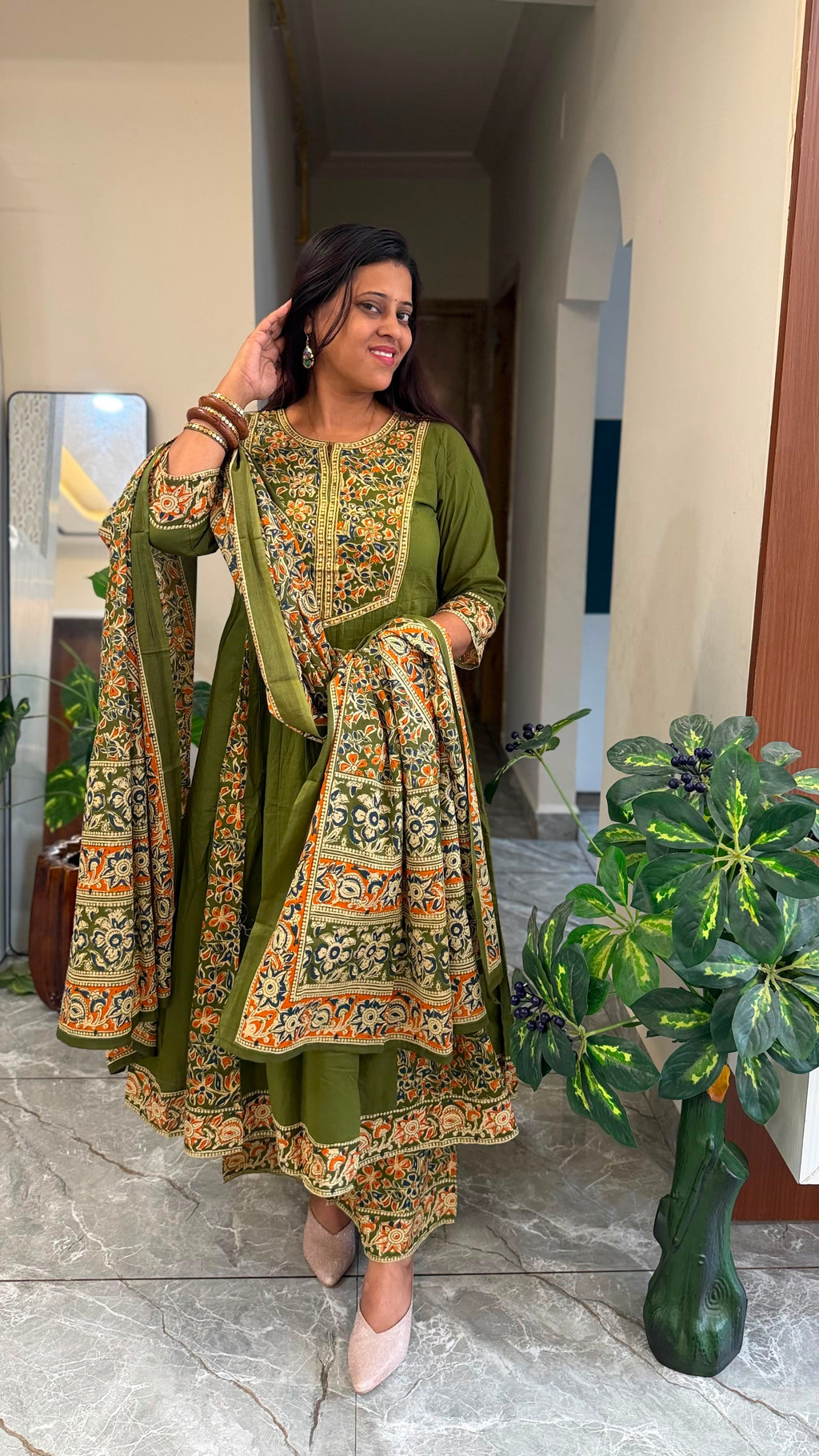 COTTON ANARKALI WITH PLAZO