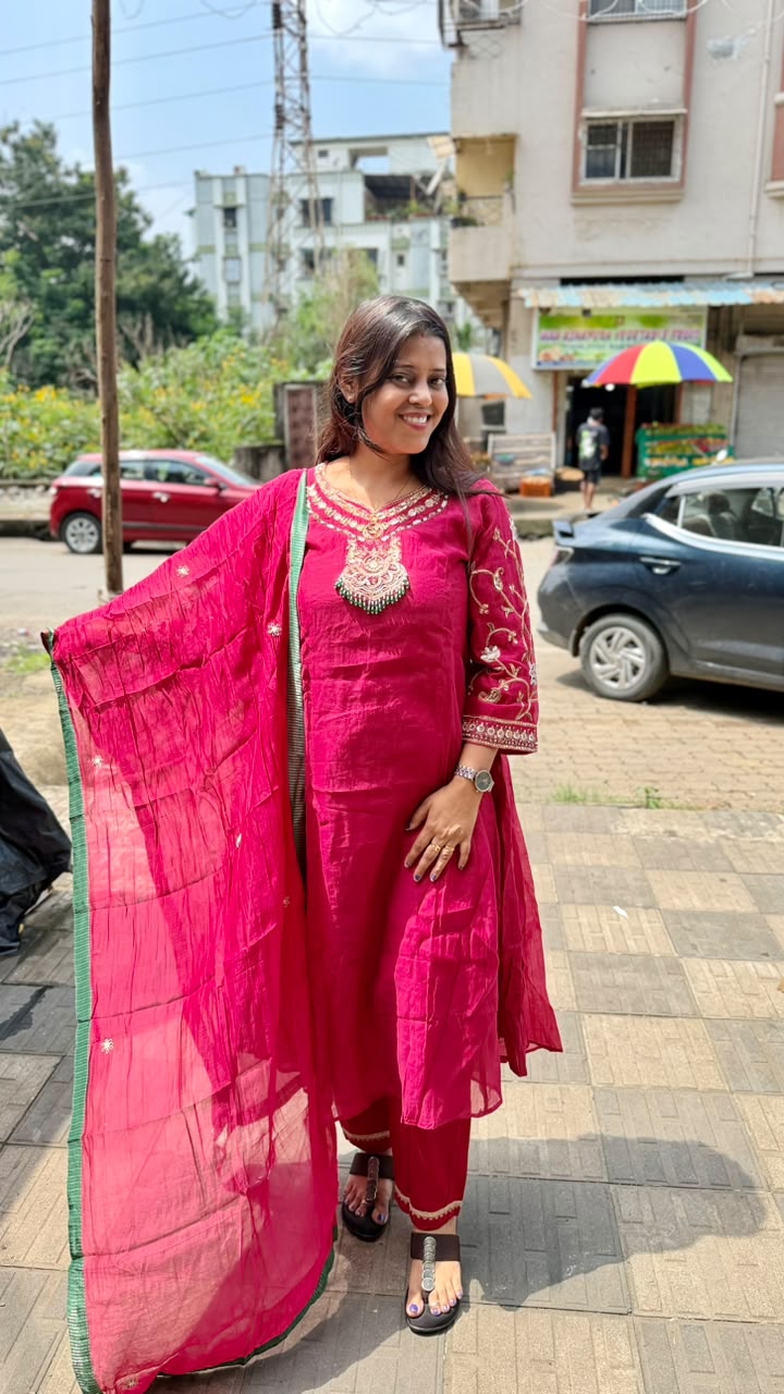 MUL CHANDERI PREMIUM SUIT PUSHPA