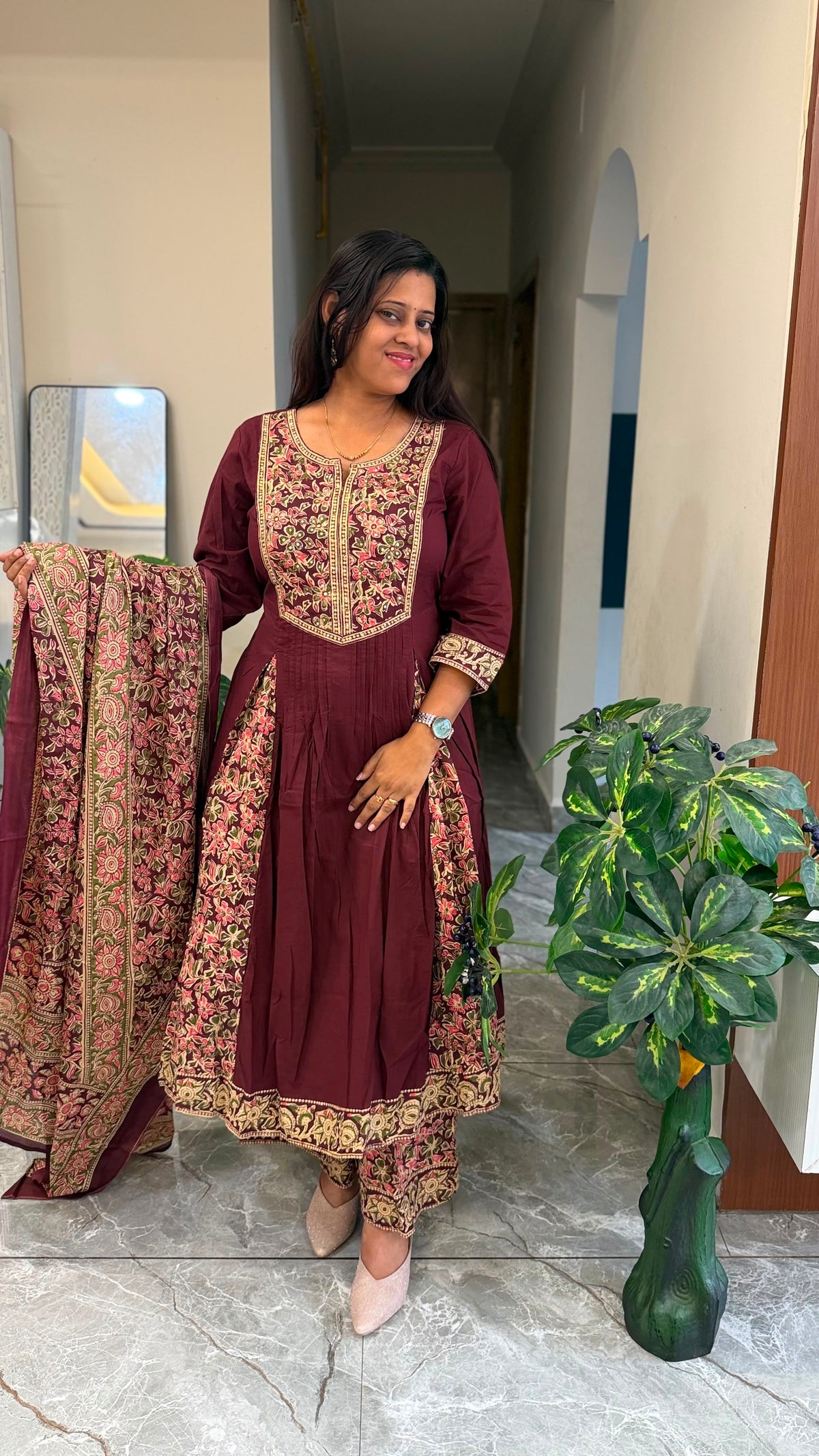 COTTON ANARKALI WITH PLAZO